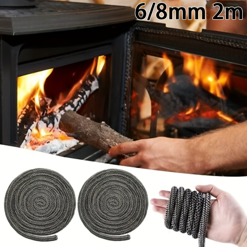 High-Temperature Fiberglass Seal Rope for Wood Stoves and Fireplaces 198cm Black