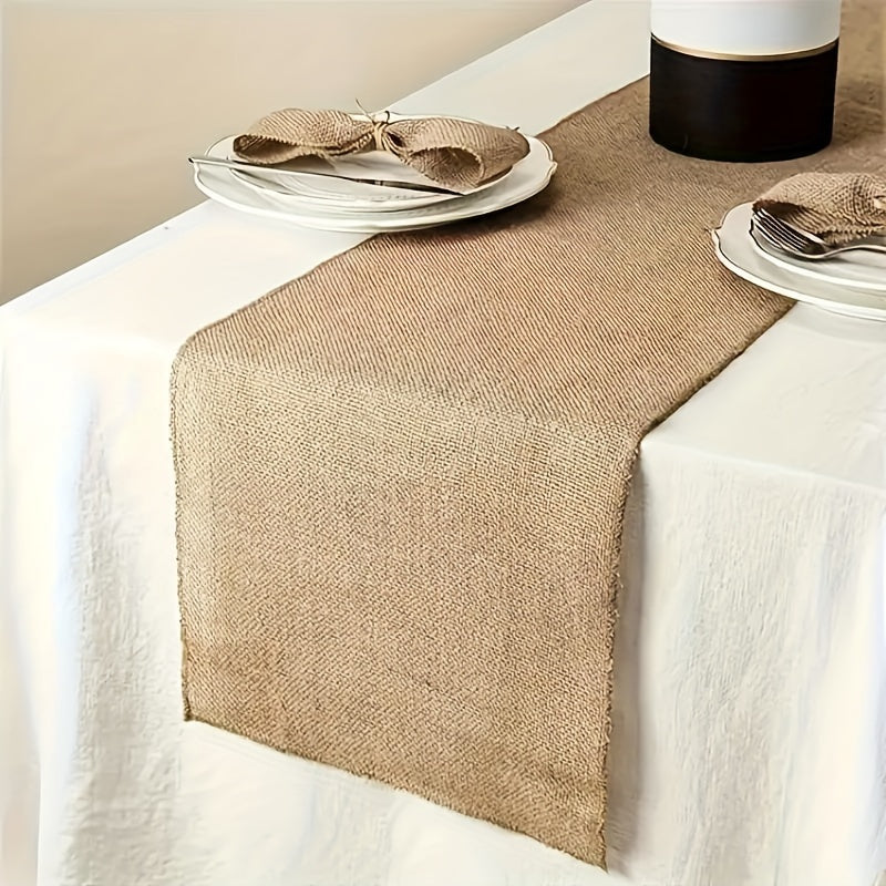 Rustic Burlap Table Runner Woven Jute with Fringed Edges for Weddings Parties and Dining