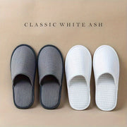 Unisex Checkered Slip-On Slippers White Gray Indoor Outdoor Washable