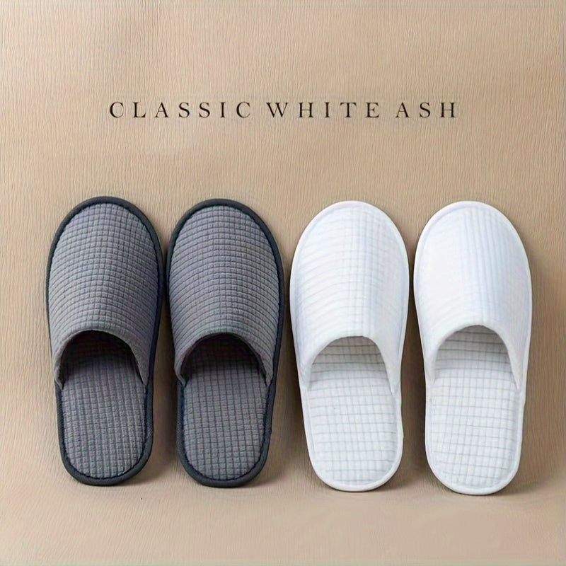 Unisex Checkered Slip-On Slippers White Gray Indoor Outdoor Washable