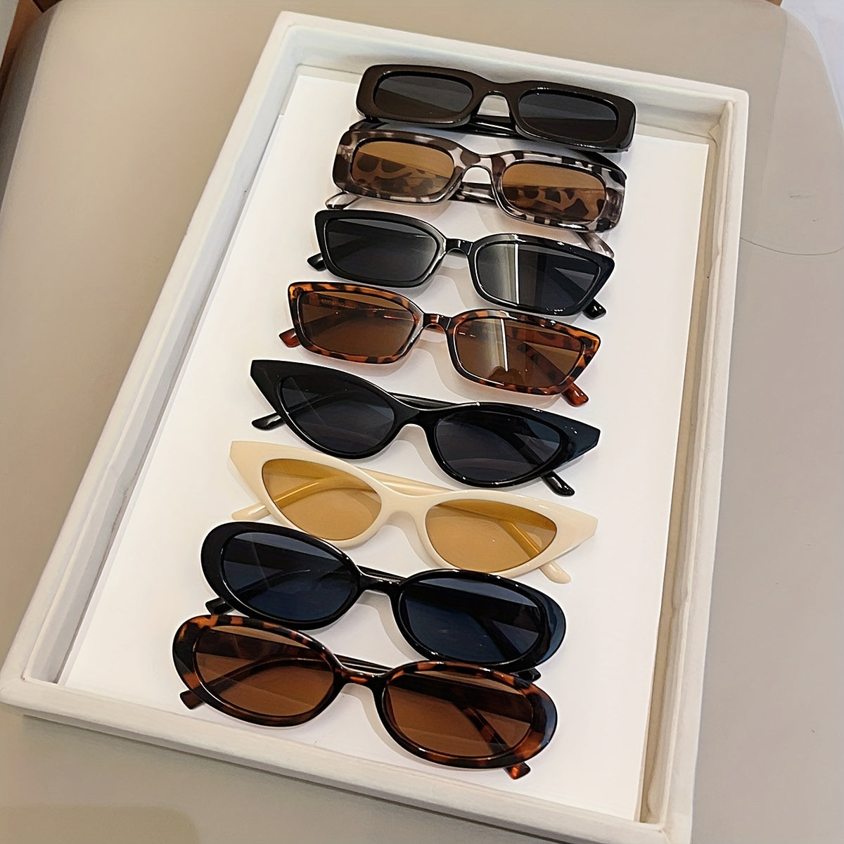 Set of 8 Women's Fashion Glasses in Hot Classic Colors for Street Photography and Parties