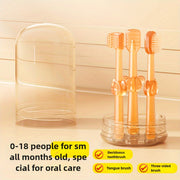 Baby Oral Care Set 3-Piece Silicone Toothbrush Collection for Infants and Toddlers Soft Deciduous Tongue U-Shaped Bear Design