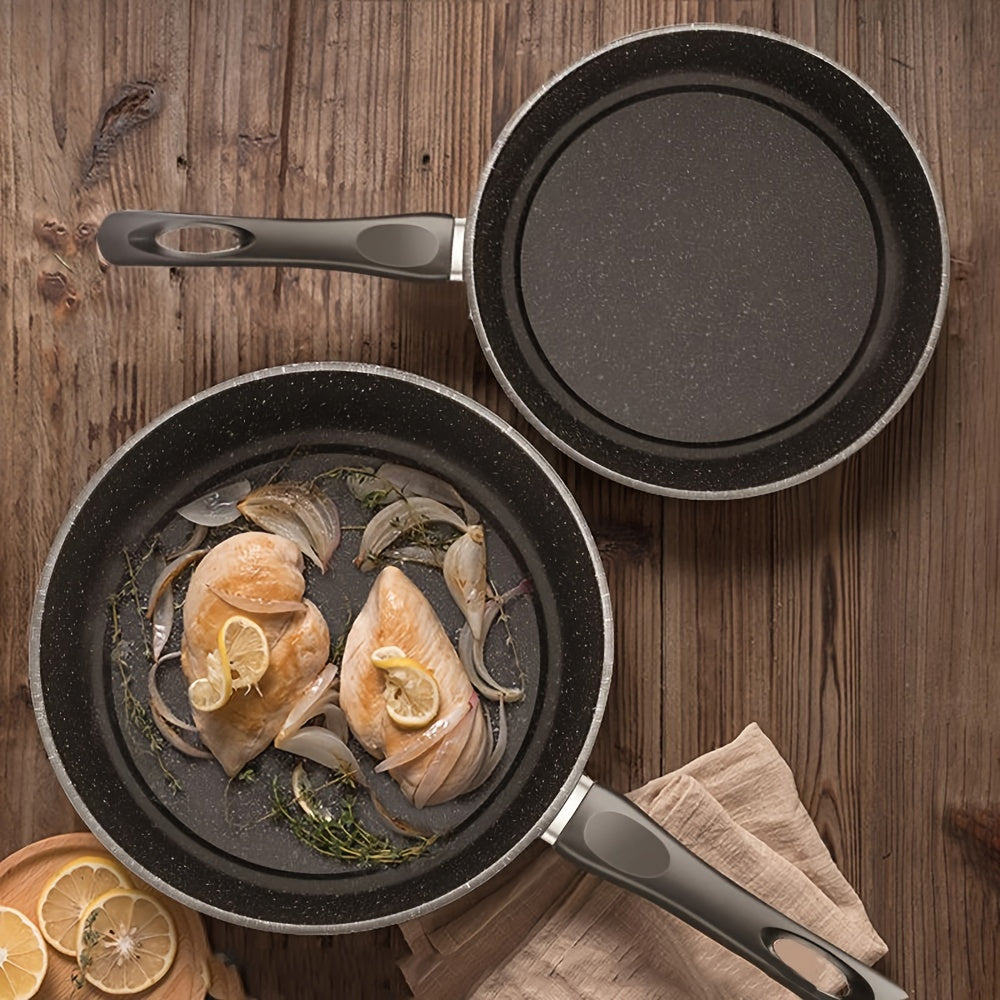 Кухонная посуда для дома: сковорода из чугуна 26 см с антипригарным 5-слойным мраморным покрытием, без PFOA, идеально подходит для газовых плит, рекомендуется ручная стирка