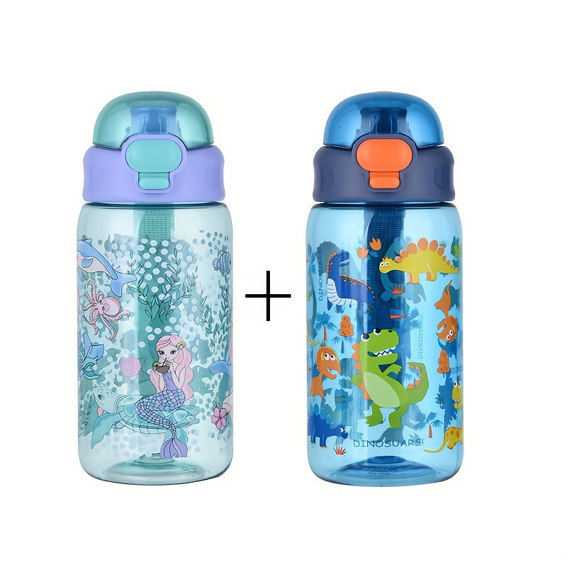 Набор из двух 20oz мультяшных водяных бутылок для использования на улице — портативных, прочных, герметичных и складных для удобной переноски. Идеально подходит в качестве подарка на такие праздники, как Рождество, День матери/День отца или выпускные.