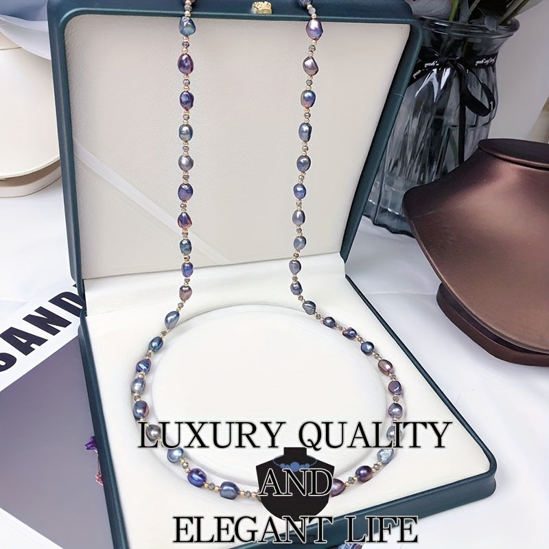 Vintage Freshwater Pearl Necklace Baroque Irregular Beads Wedding Casual Gift Box