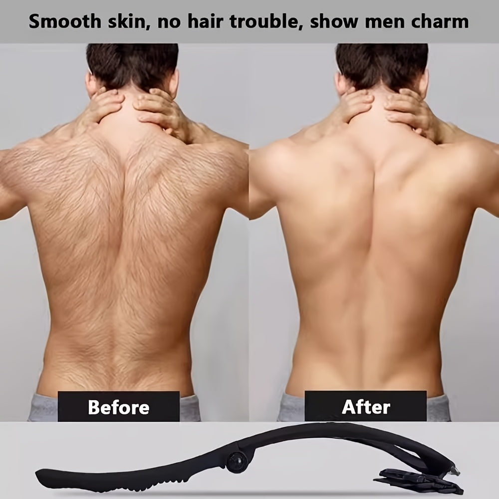 Men Back Shaver Set With Safety Blade Tech Ergonomic Handle Wet Dry Use