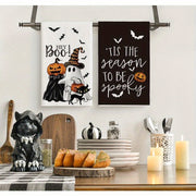 Set of 4 Halloween Kitchen Towels 18x66 cm Ghost Pumpkin Bat Cat