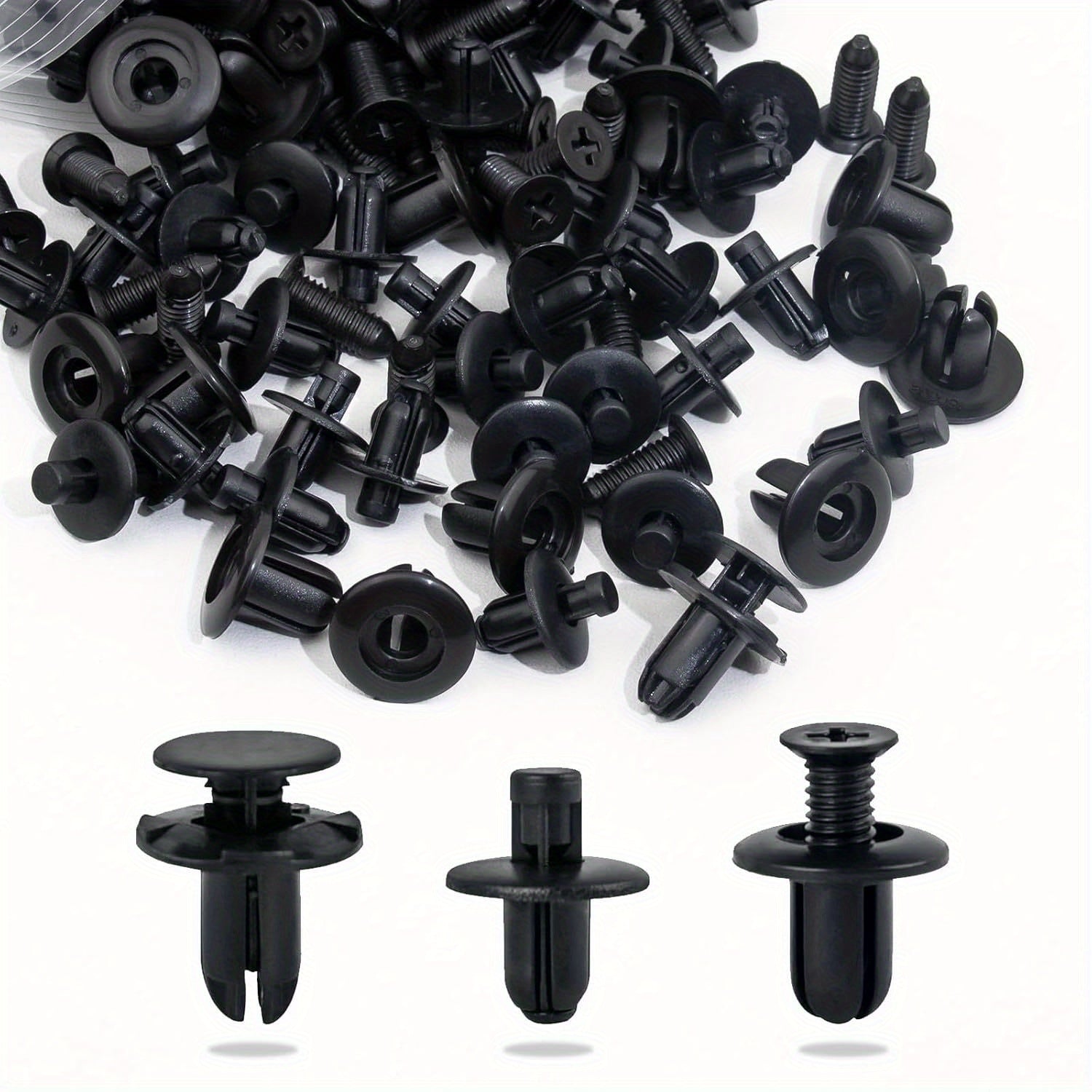 200 Pcs Black 8mm Plastic Fasteners Car Bumper Fender Rivets Push Clips