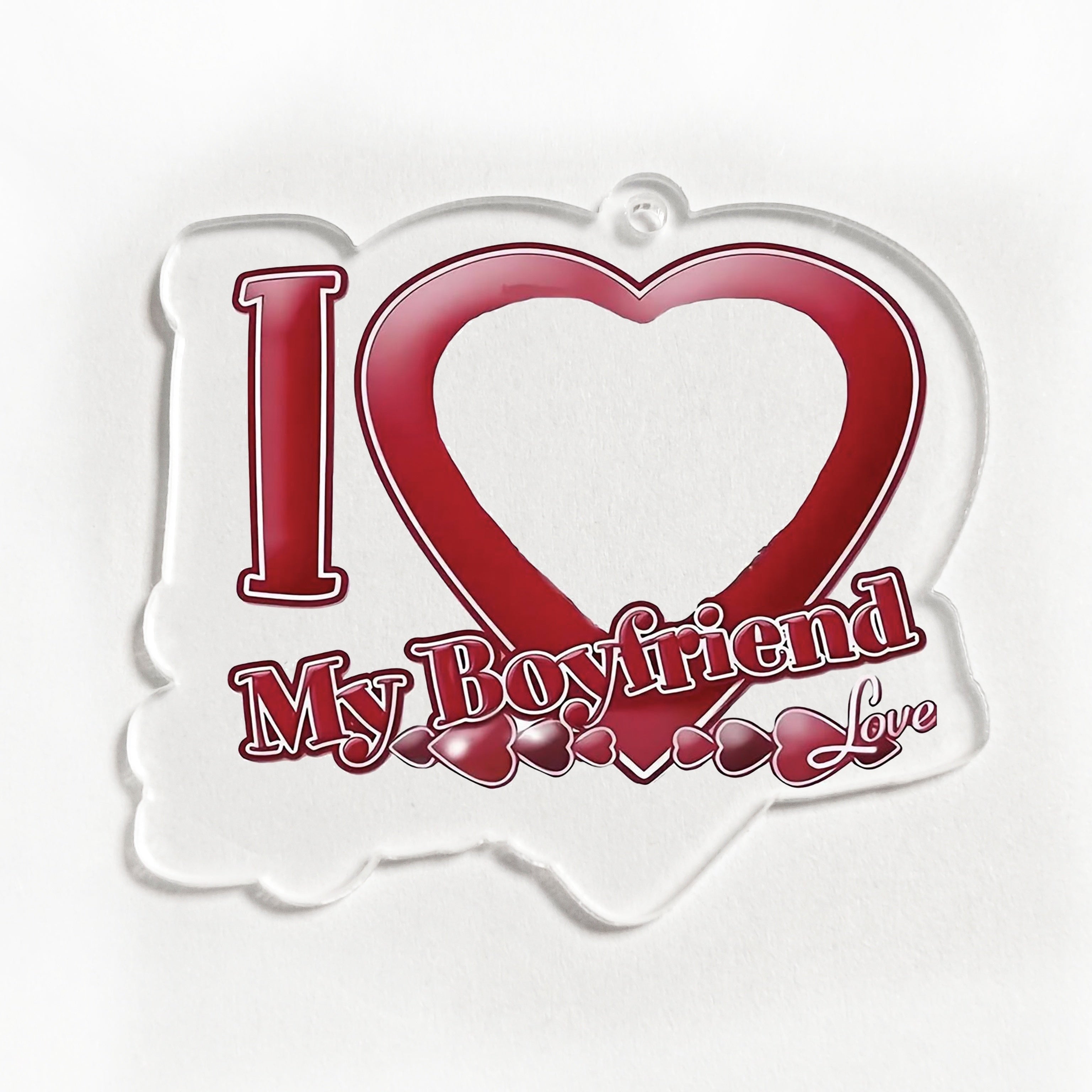 Personalized Acrylic Heart Keychain with UV Portrait and Alphabet Theme for Valentine's Day