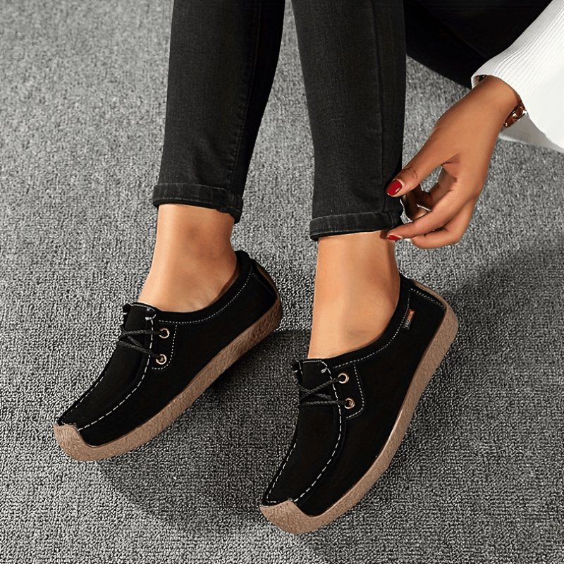 Women's Solid Color Lace Up Round Toe Low-Top Non-slip Shoes