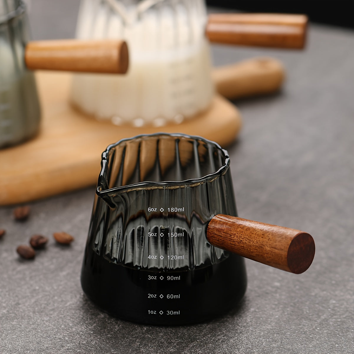 6oz Glass Coffee Cup with Wooden Handle Insulated Reusable for Coffee Tea