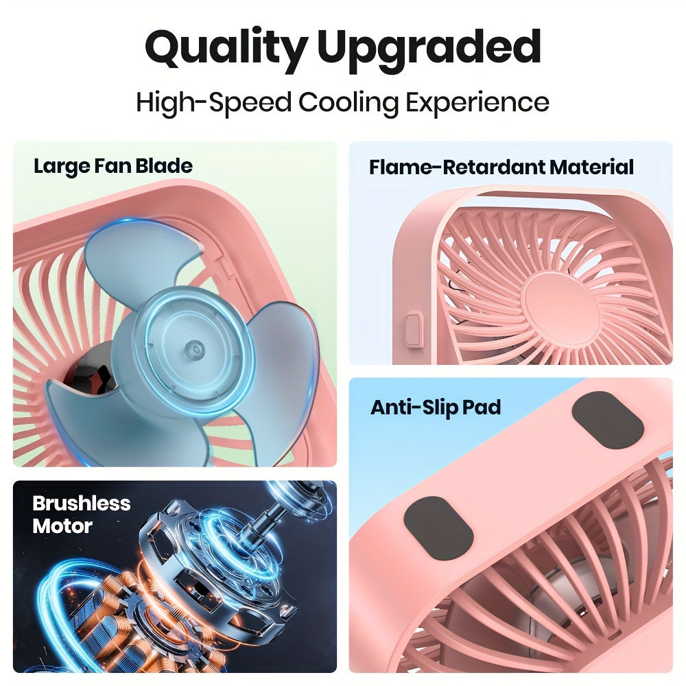 Mini USB Desk Fan Portable Quiet Table Fan with High Airflow for Bedroom RV Ventilation