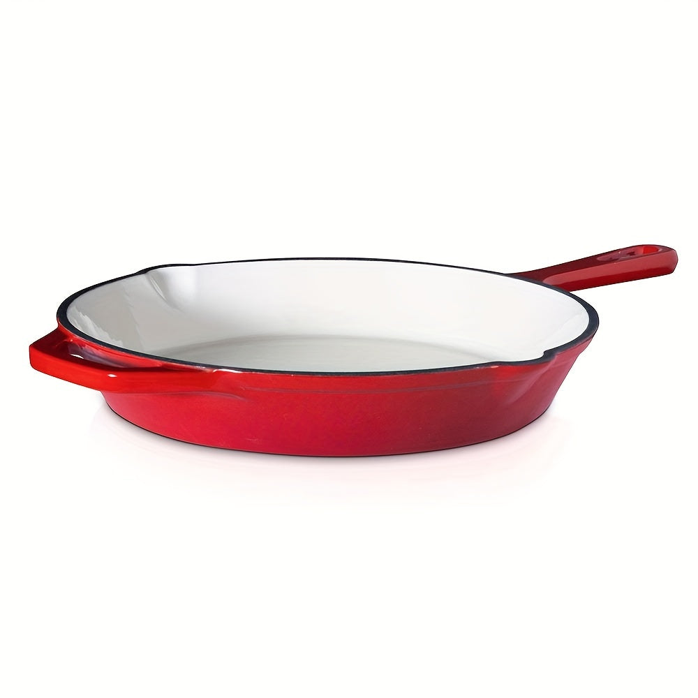 Sartén de hierro fundido esmaltado antiadherente de 25cm con asas para todo tipo de cocinas y horno