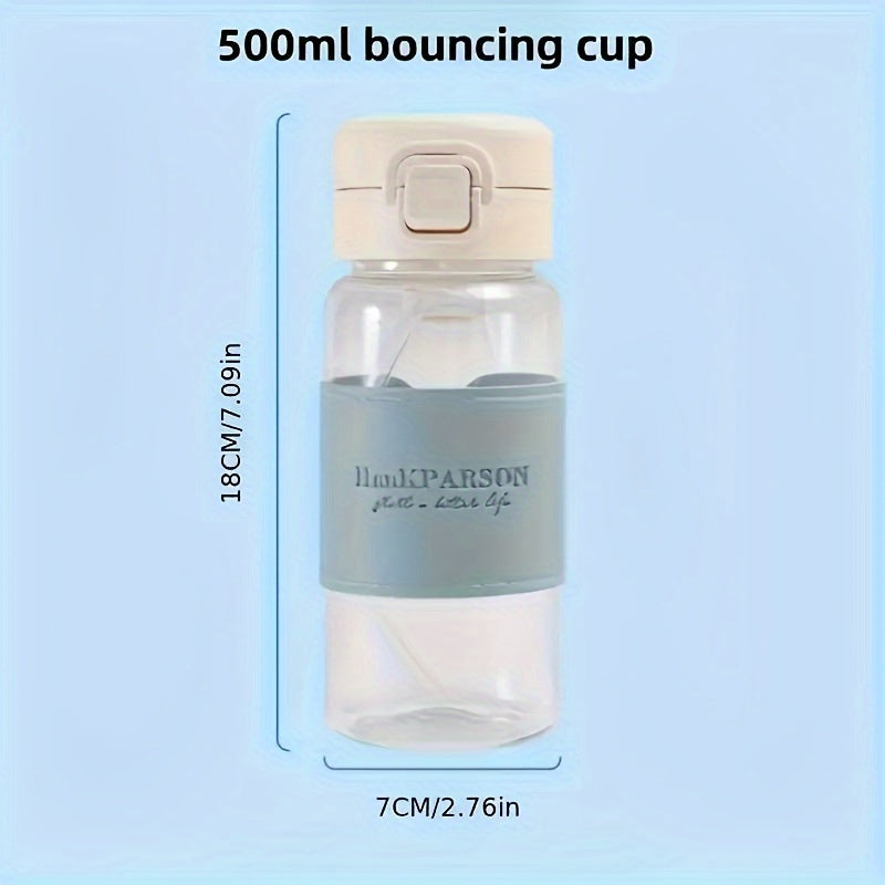 500ml Plastic Water Bottle with Straw Leakproof Flip Top BPA-Free for Sports Fitness Travel Pack of 1