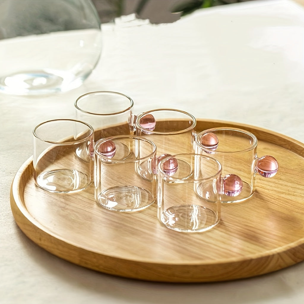 Set of 6 Mini Glass Pitchers with Colorful Knobs for Juices and Sauces