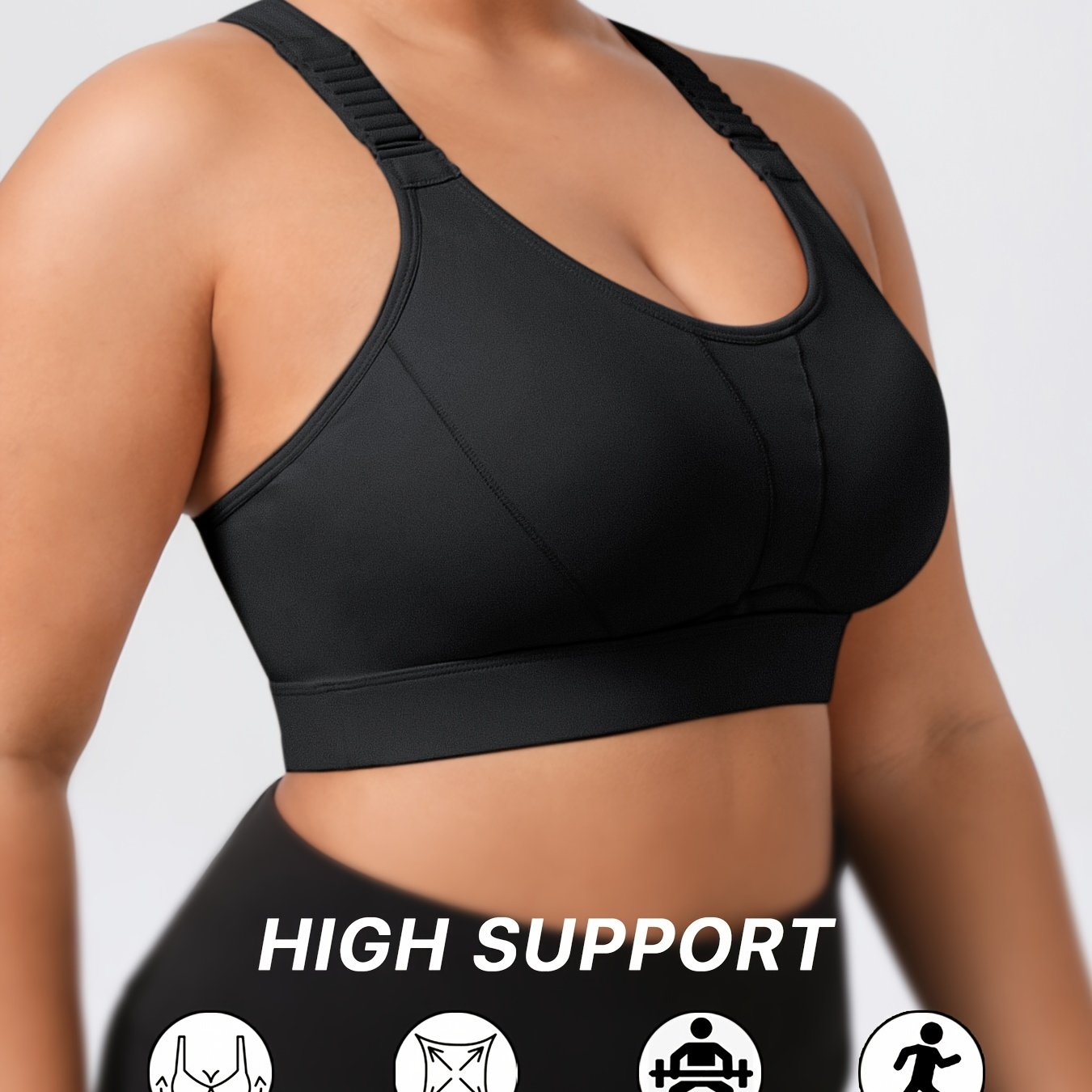 Women's Plus Size High Support Shockproof Sports Bra for Running Yoga