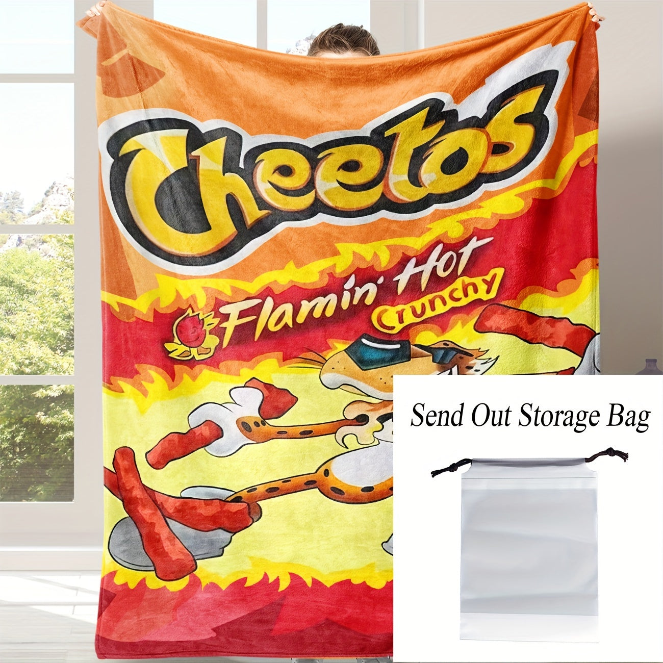 Crunchy Design Flannel Throw Blanket with Digital Print for Office Home and Travel