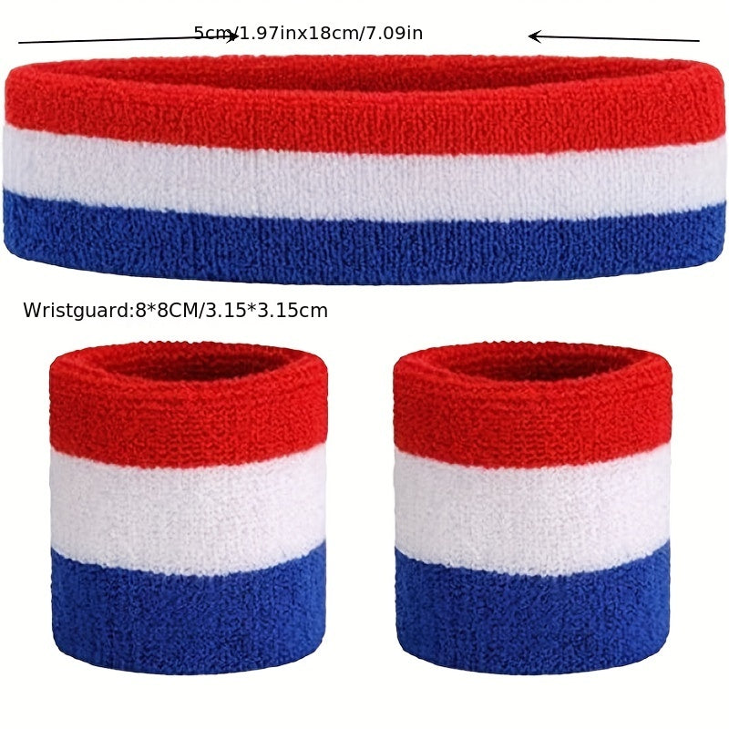 Unisex Cotton Sports Headband and Wristband Set for Yoga and Fitness