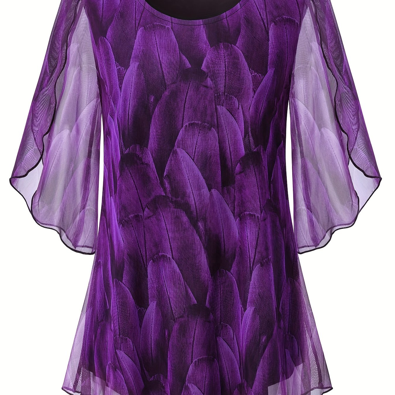 Women's Mesh Ruffle Blouse with Cross-Over Design, Flowy, Breathable, Summer Top