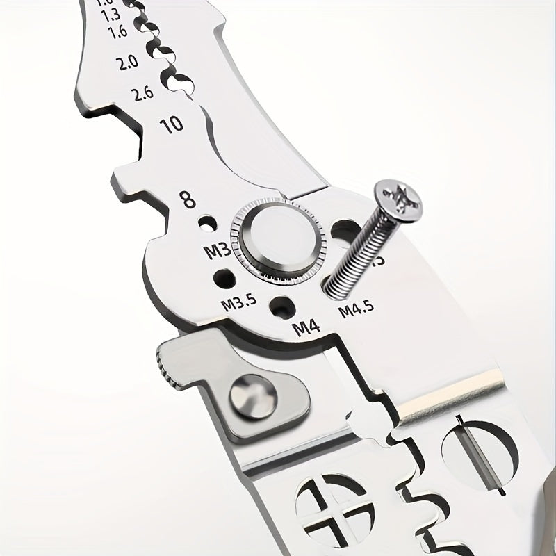 Multi-Functional Electrician Wire Stripping Pliers with Metal Grey Finish and Rubber Handle