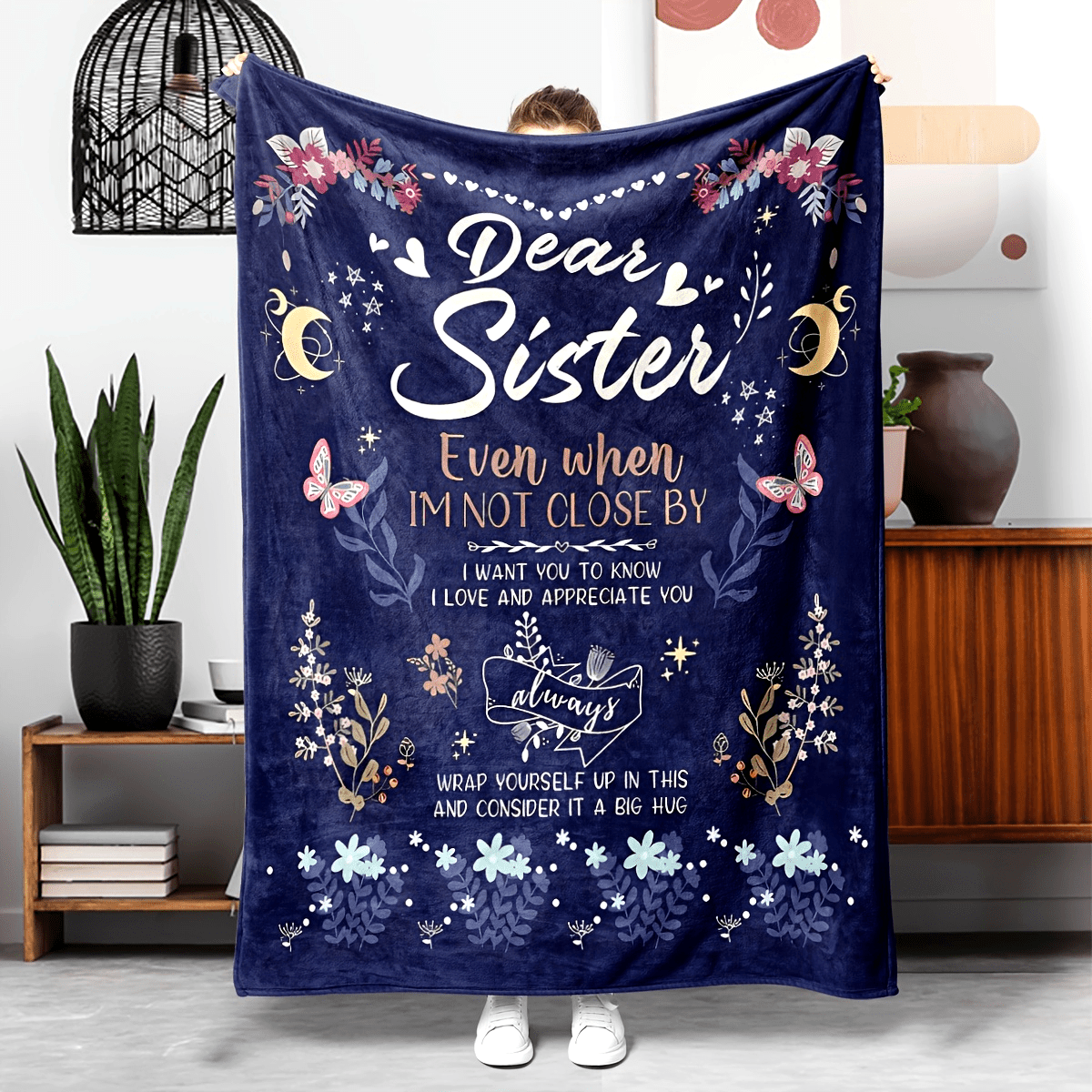 French-Inspired Flannel Throw Blanket for Sisters All-Season Hypoallergenic Durable