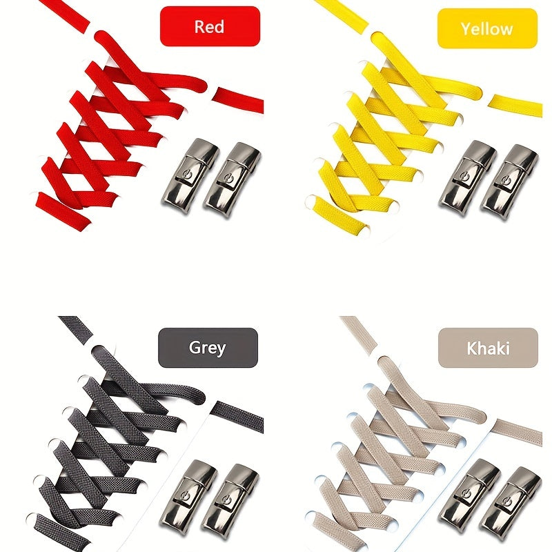 Unisex Elastic No Tie Shoelaces Set Widened Flat Dress Shoe Laces