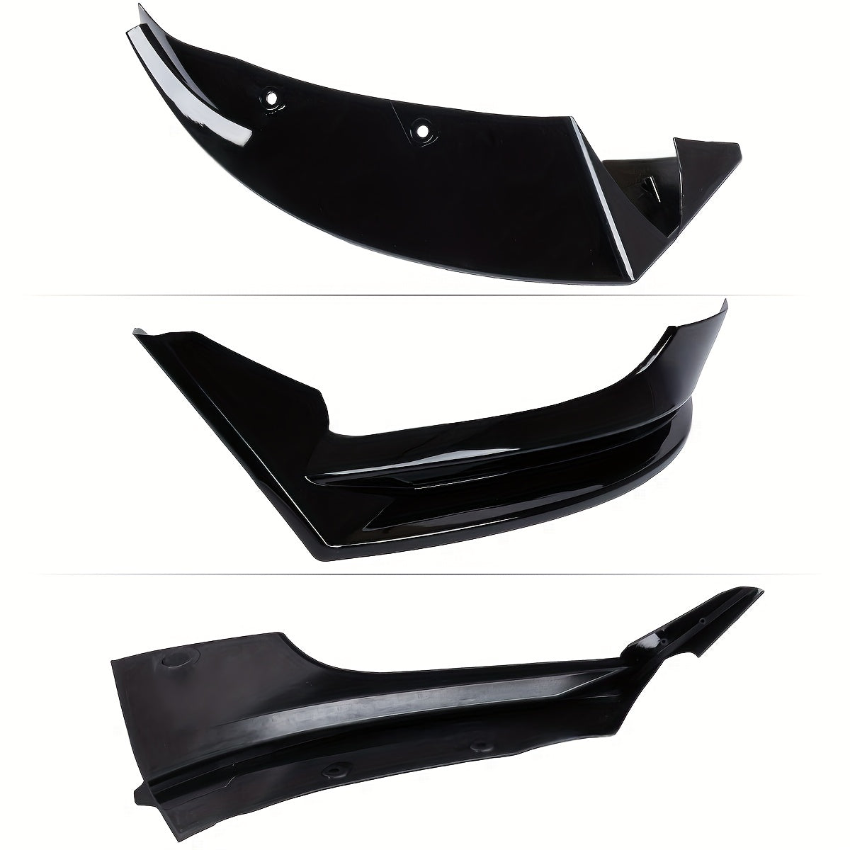 Front Lip Splitter Kit for Tesla Model 3 Glossy Black Carbon Fiber 3pcs