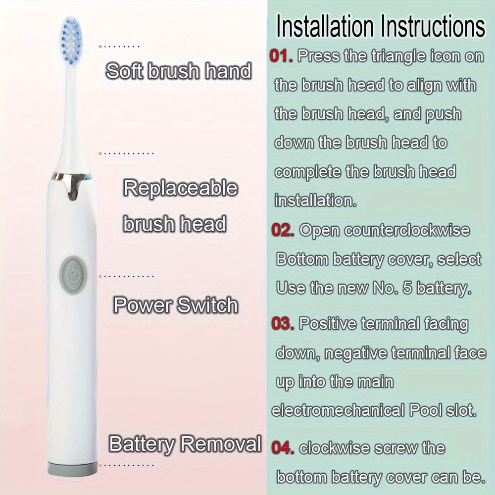 Electric Toothbrush for Adults with Soft Bristles, 6 Heads, Smart Technology