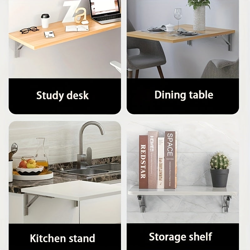 2pcs Heavy-Duty Stainless Steel Foldable L-Shaped Shelf Brackets for Space Saving