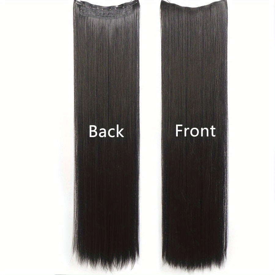 Women Synthetic Hair Extensions Clip-In Long Straight Black Brown Blonde 50-100cm