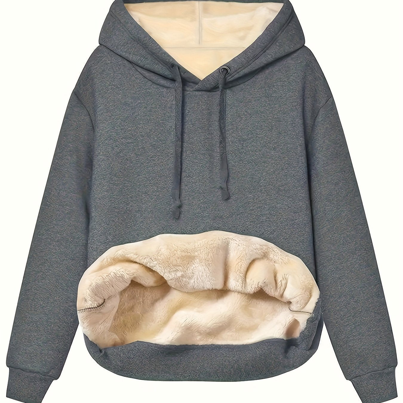 Women's Solid Color Hoodie Long Sleeve Drawstring Polyester Casual Fall Winter