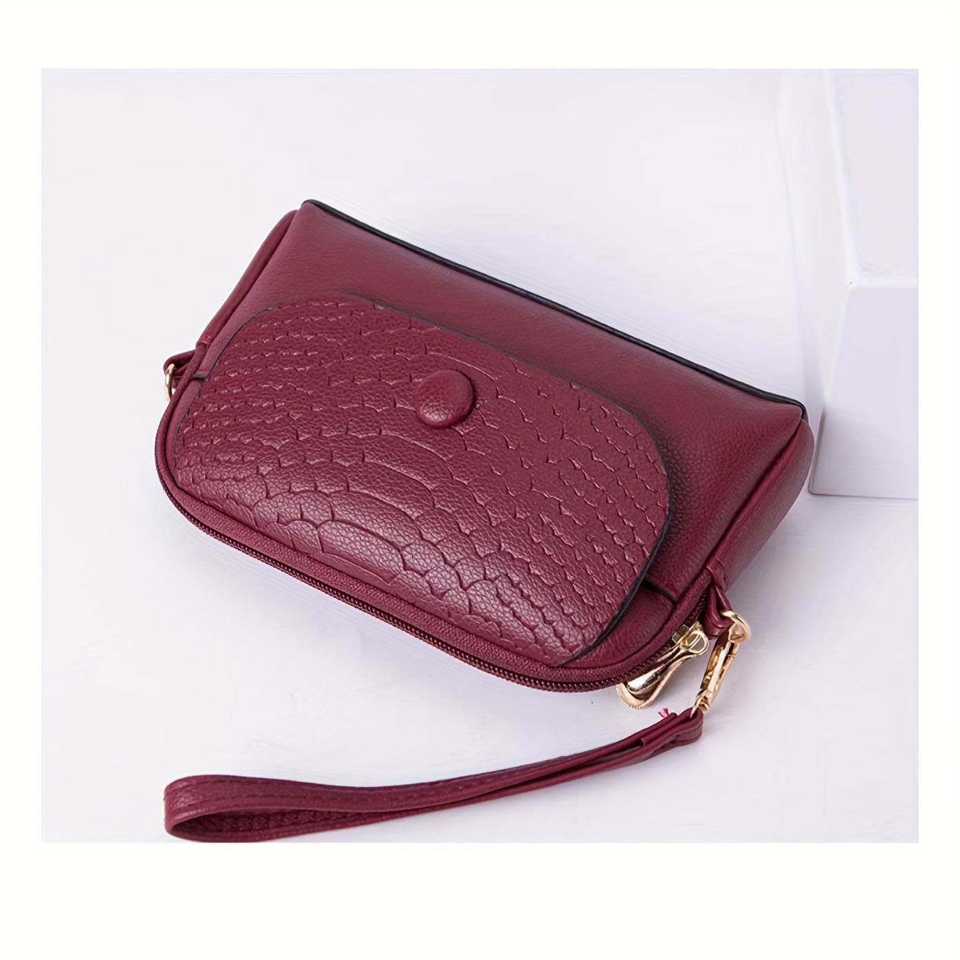 Mini Crossbody Bag for Women with Removable Strap Zipper Closure Solid Color