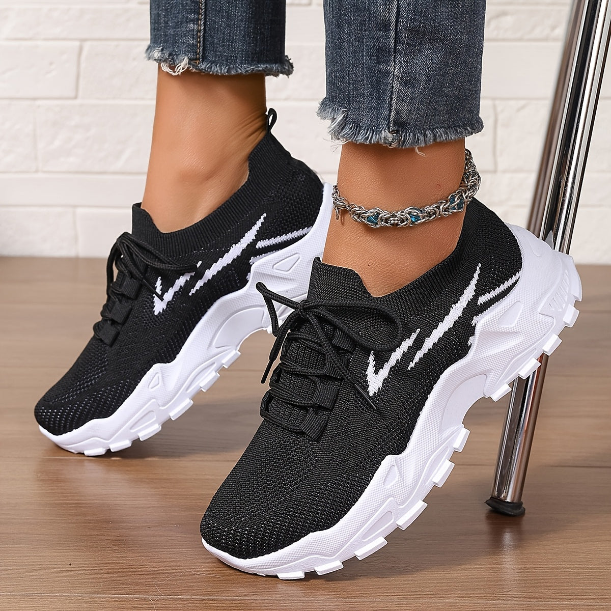 Women's Mesh Sneakers Breathable Lace-Up Running Shoes Lightweight Casual Blue White