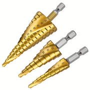 3pcs Titanium Coated High Speed Steel Step Drill Set for Wood Metal