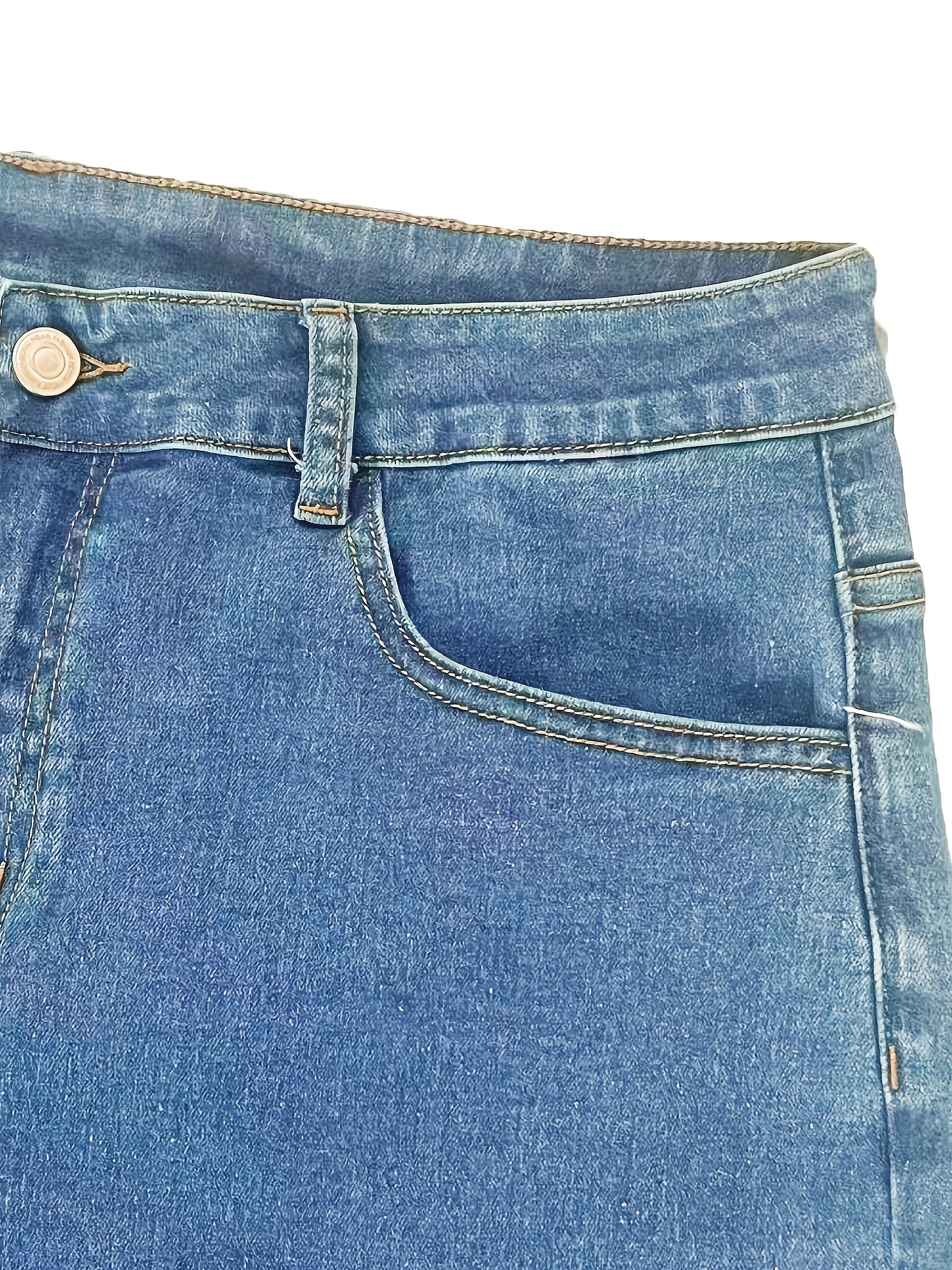 Women's Light Blue High-Waist Denim Shorts with Rolled Hem