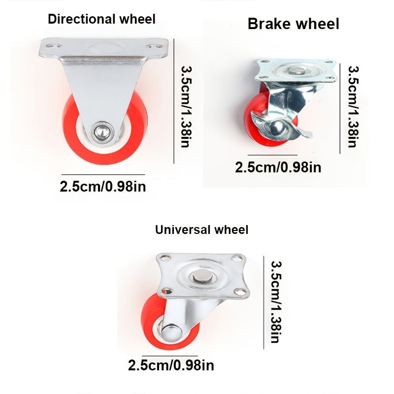 Тяжёлая гальванизированная сталь 1-дюймовые поворотные ролики с тормозами для мебели