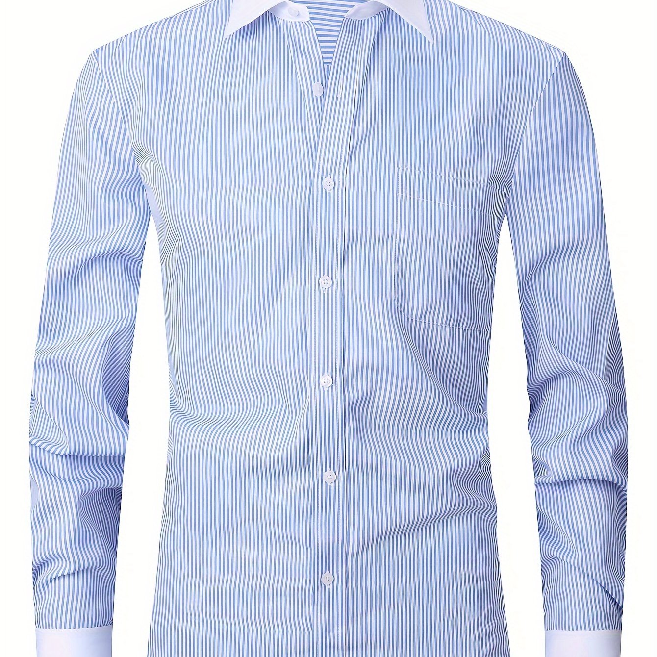 Men's French-Style Striped Dress Shirt Long Sleeve Cotton Polyester Formal Wear