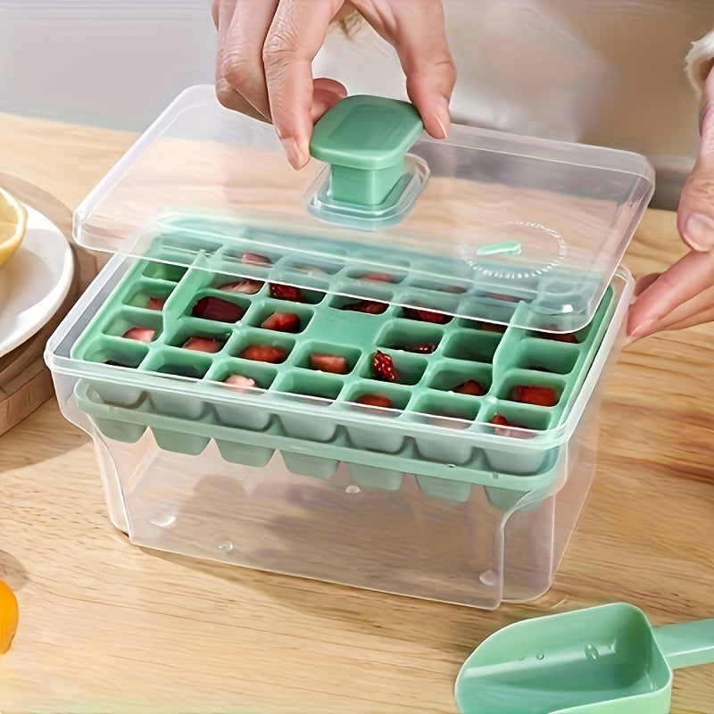 68-Cavity Ice Cube Tray Set with Lid Food Grade PP for Chilled Drinks