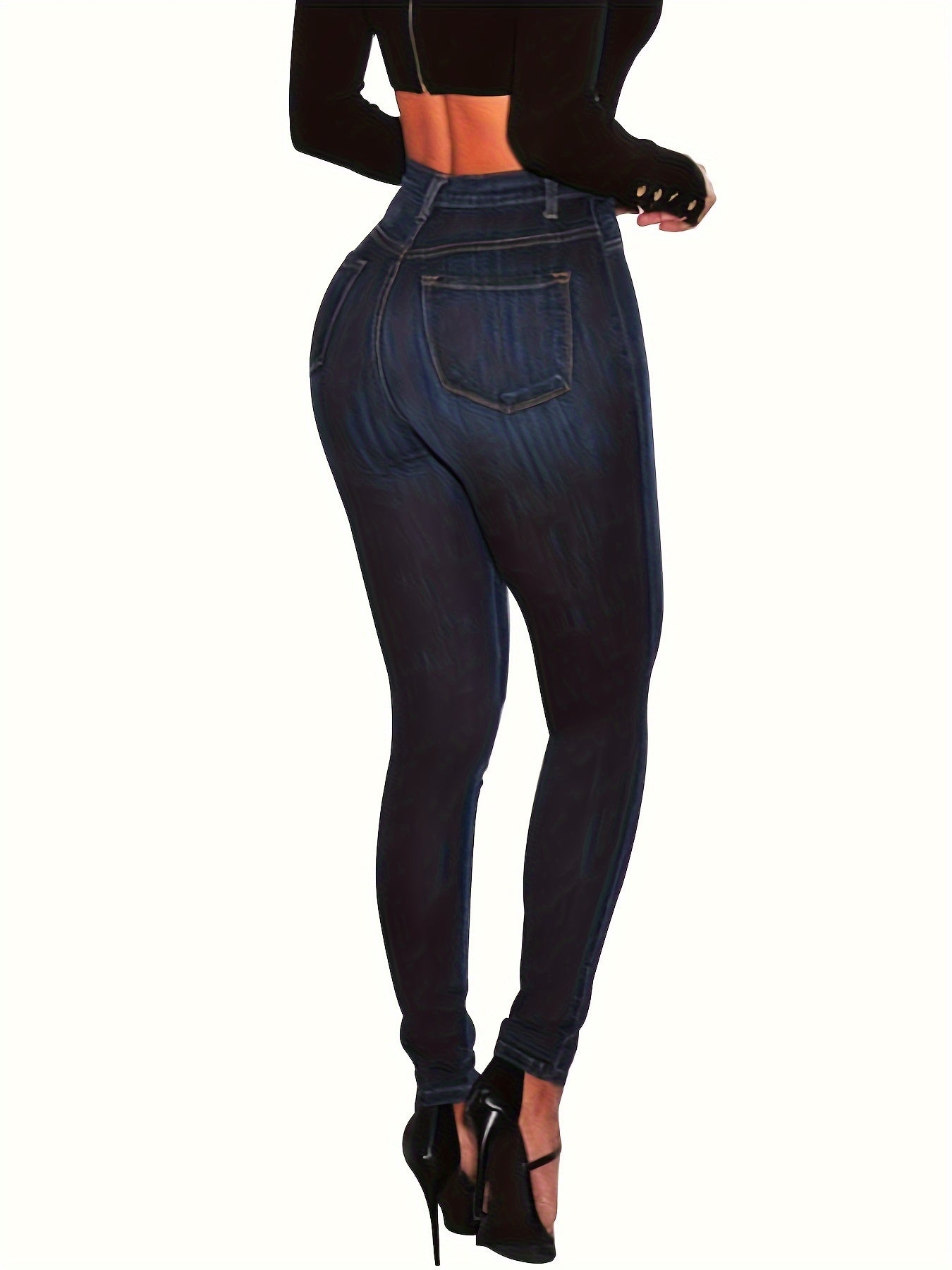 Women's High-Waisted Skinny Jeans Black Stretchy Bootcut Casual