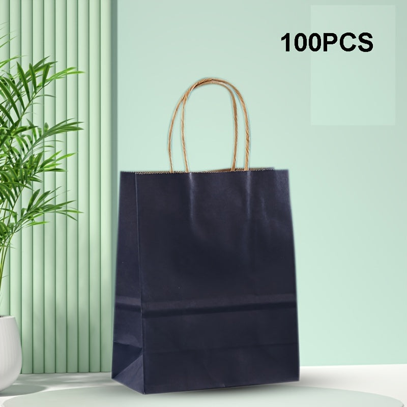 100 Pieces Kraft Paper Bags 15cm x 8cm x 21cm for Gift Packaging Shopping Takeout