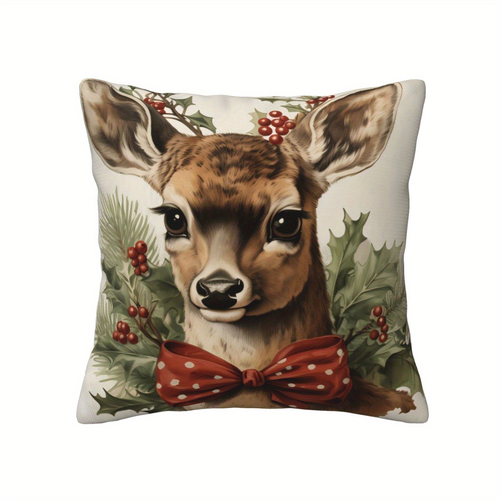 Christmas Pillow Covers Set of 4 or Individual 45x45cm Snowman Reindeer Father Christmas Holiday Decor