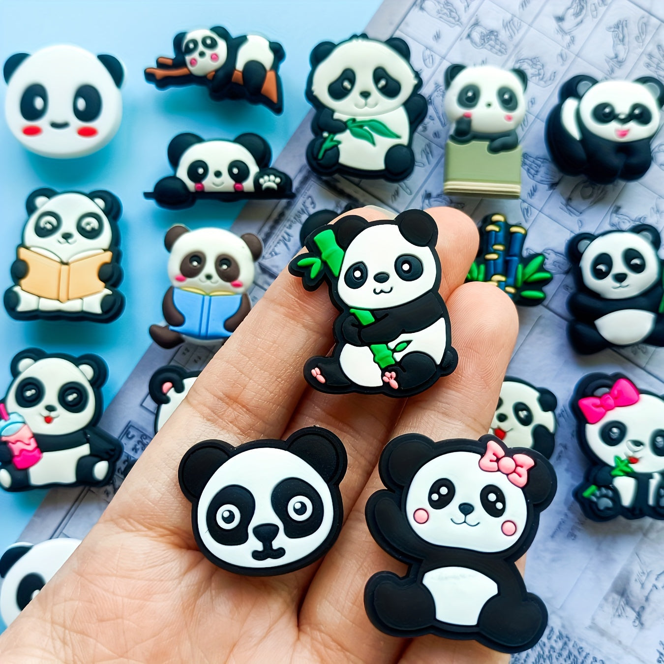 Kids Cartoon Shoe Charms 21Pcs Panda Decor for Clogs Sandals Accessories