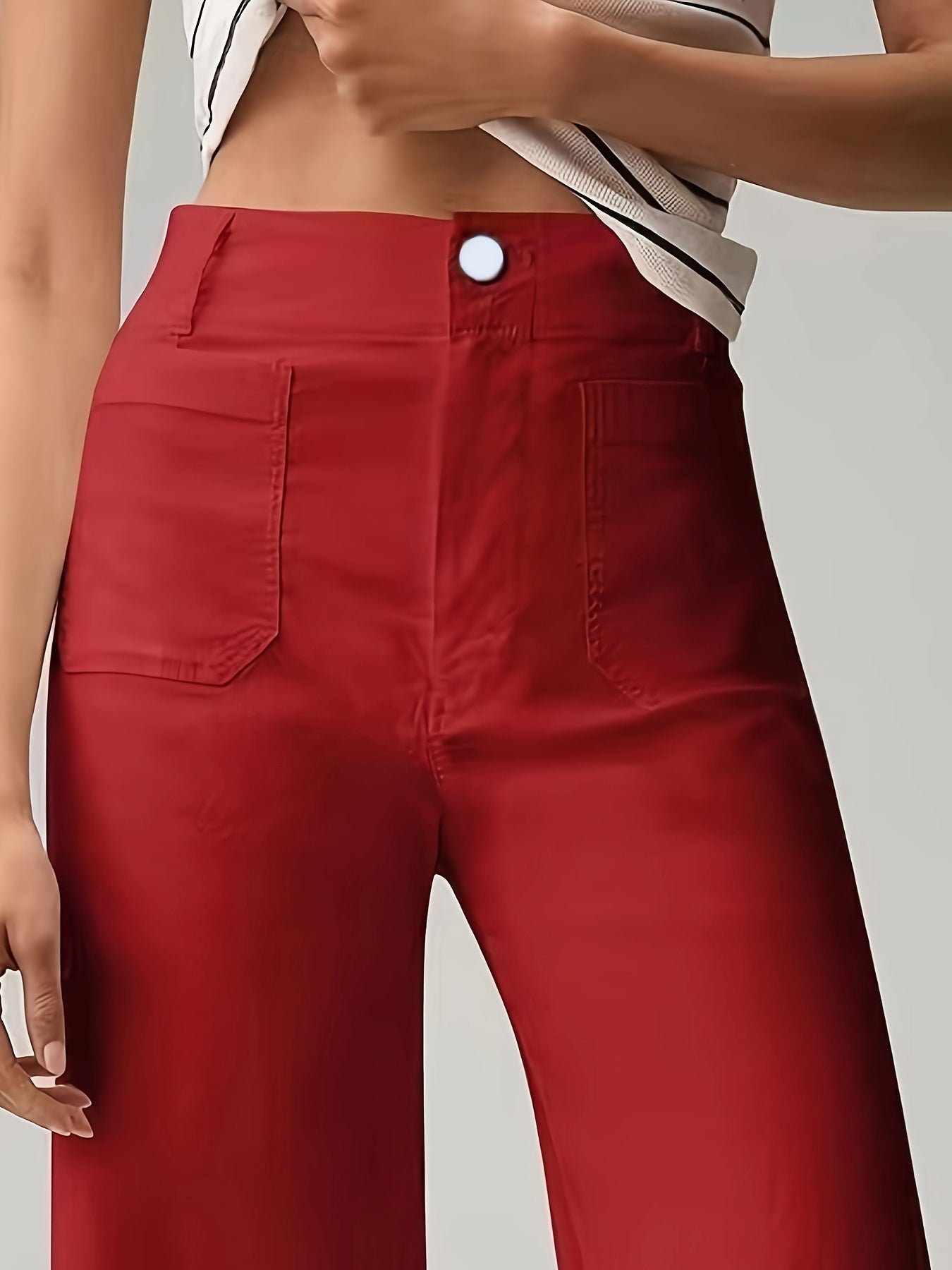 Women's Casual Straight Leg Jeans High Stretch Denim Solid Color All-Season Woven Pants