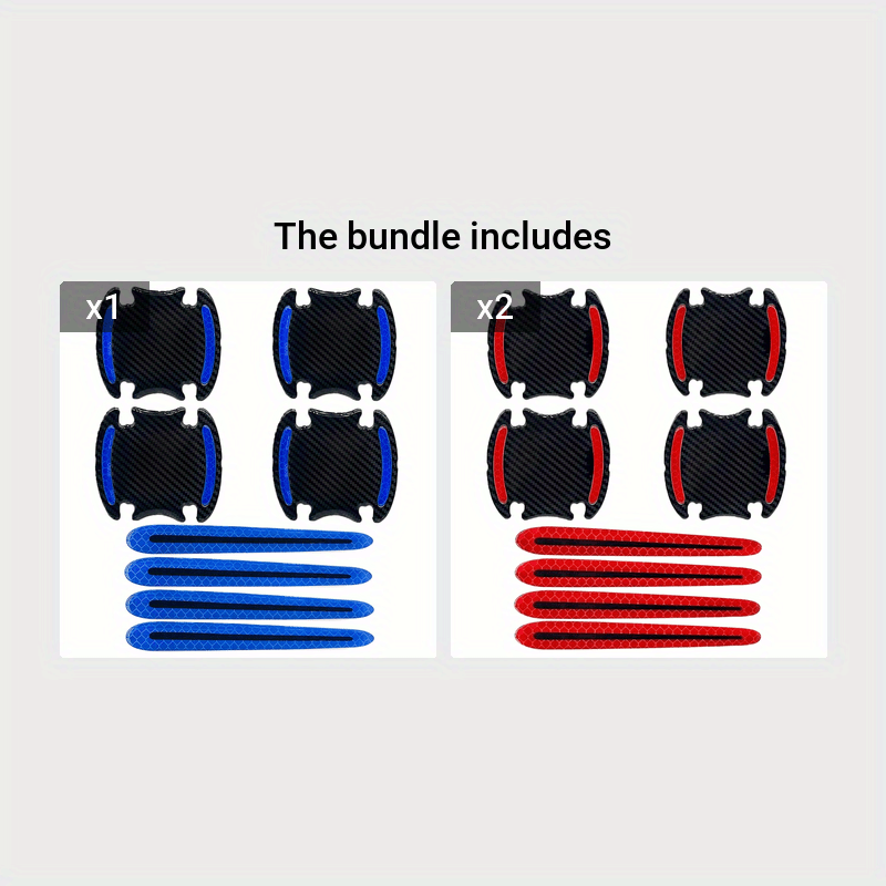 8Pcs Door Handle Protective Film Reflective Strip Anti-Scratch Safety Sticker