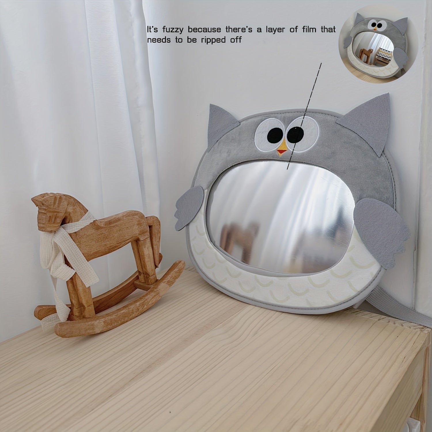 Baby Car Mirror with Cartoon Owl Design for Safety and Entertainment