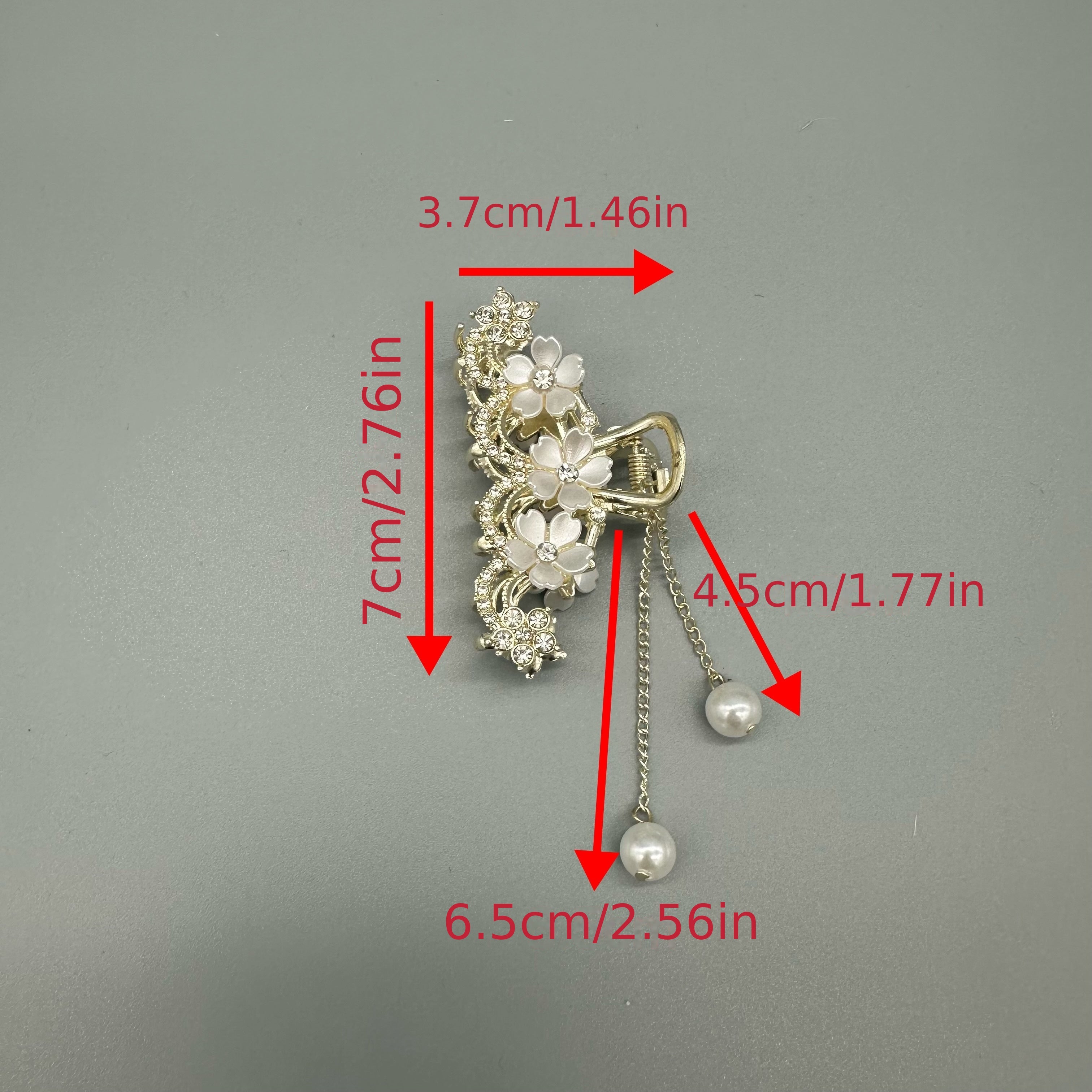 Women Girls Vintage Metal Camellia Tassel Hair Claw Clip Princess Style