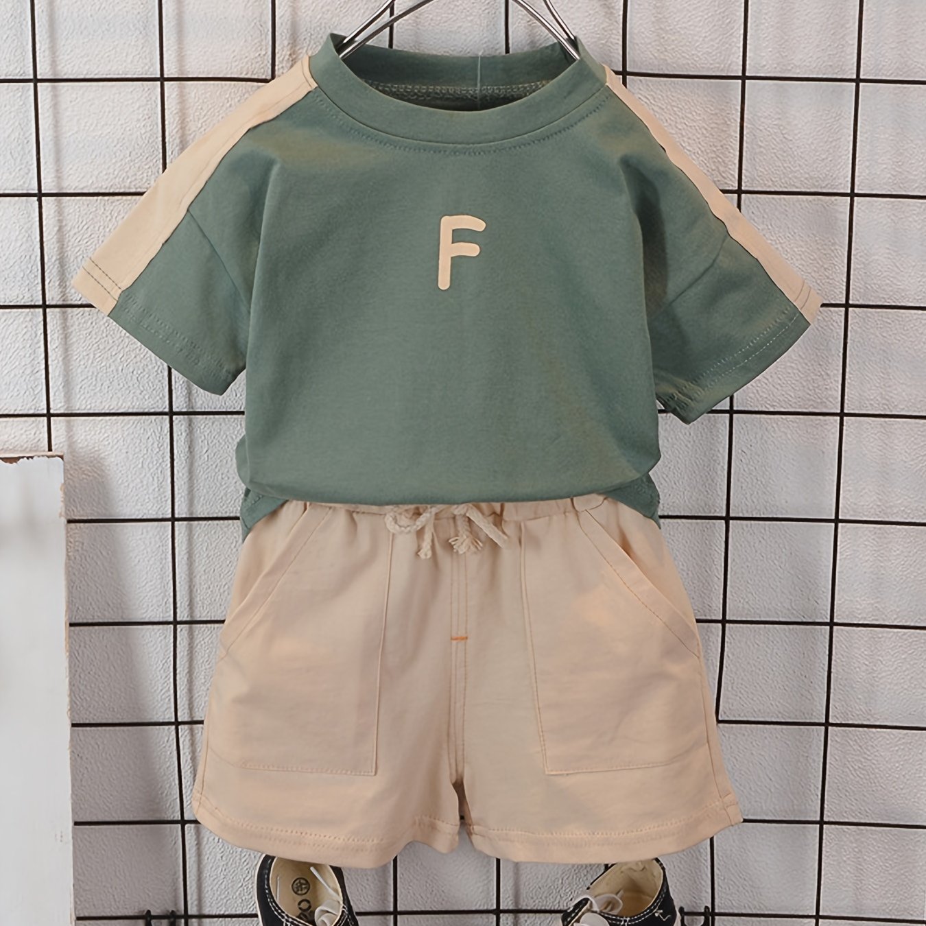 Boys Summer Casual Outfit Cotton T-Shirt and Shorts Letter Print Kids Clothing