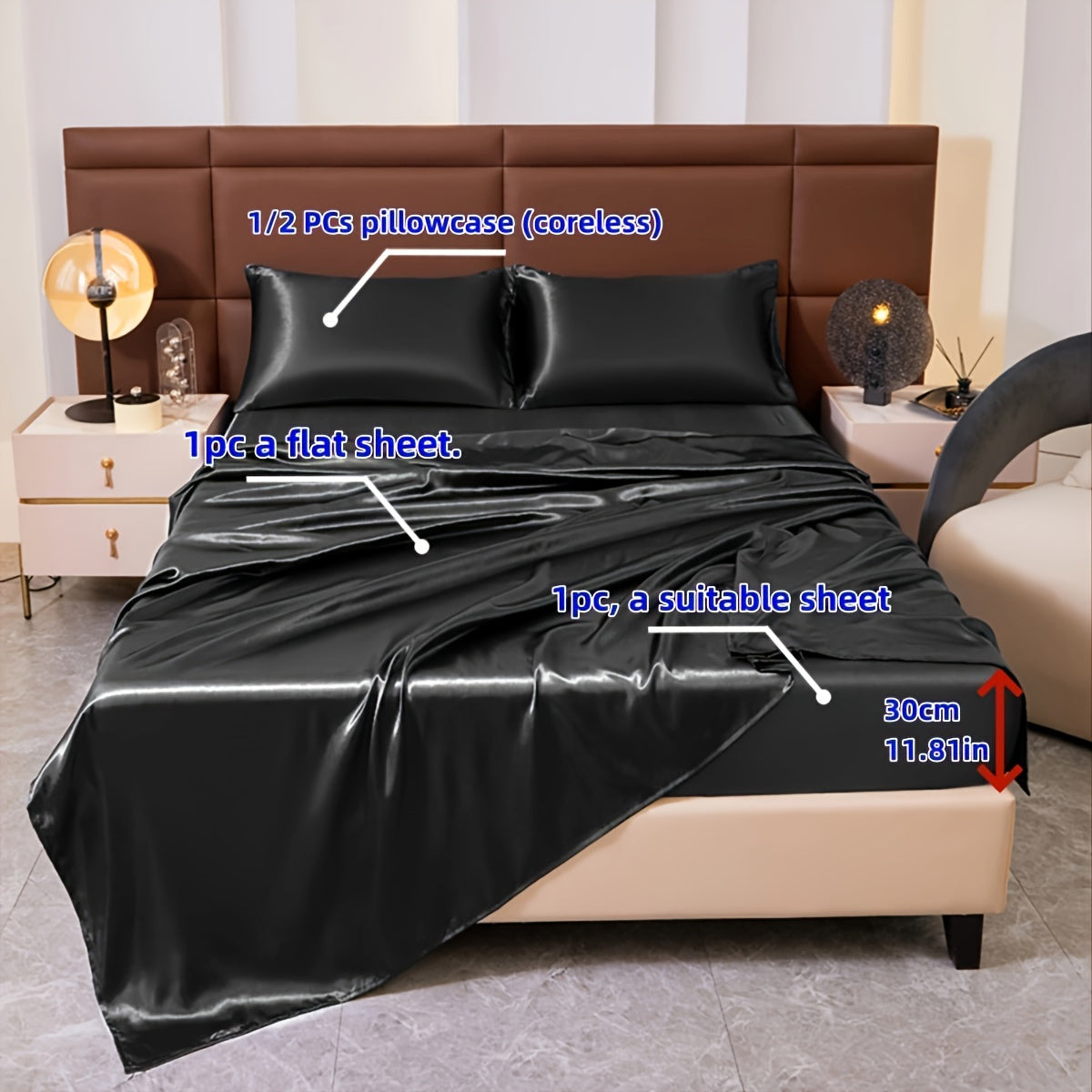 Solid Color Bed Sheets and Bed Skirts Set with Pillowcases - Soft and Silky Bedding