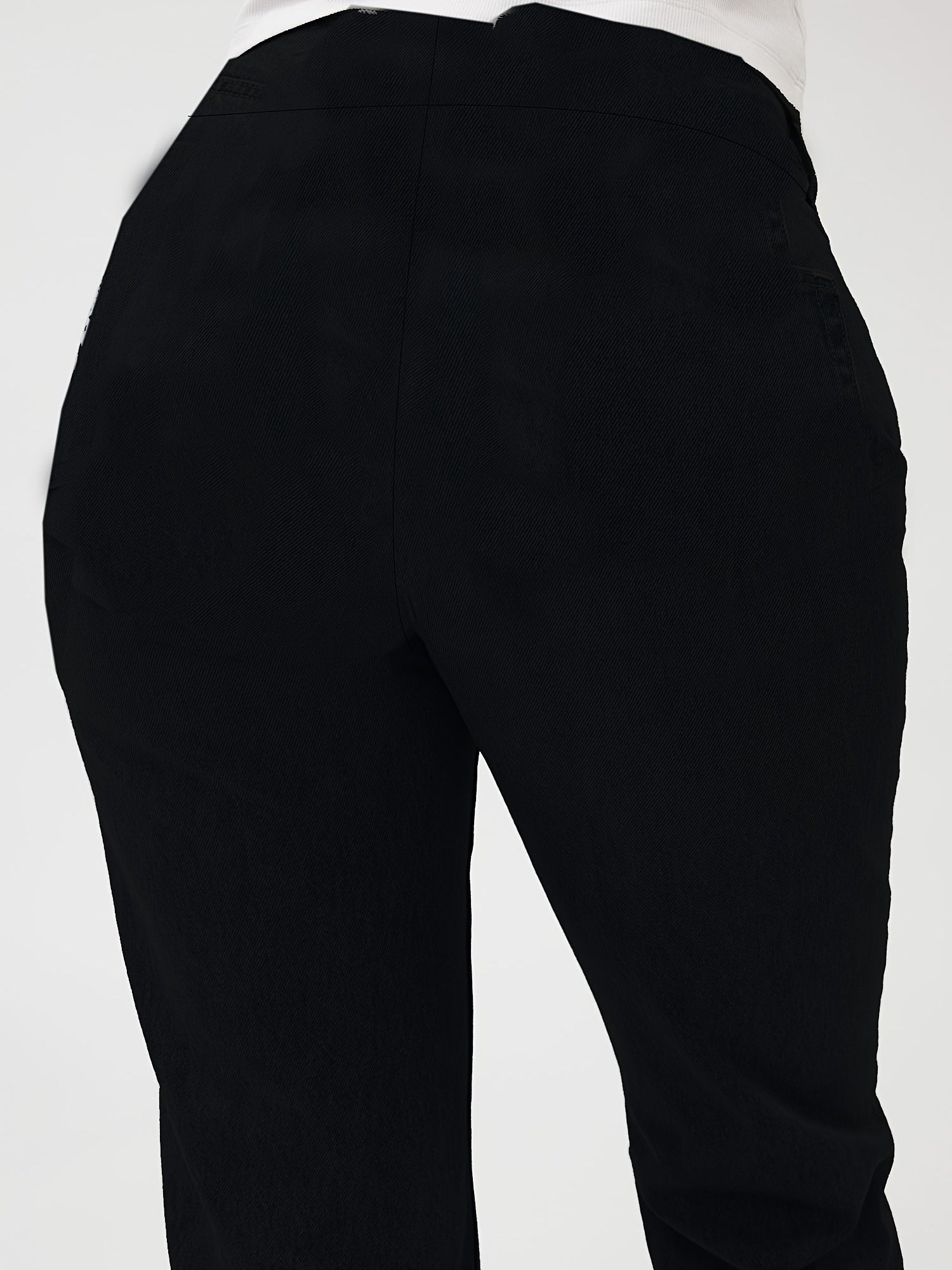 Women's Plus Size Stretch Straight Leg Pants Solid High Waist Spring Fall