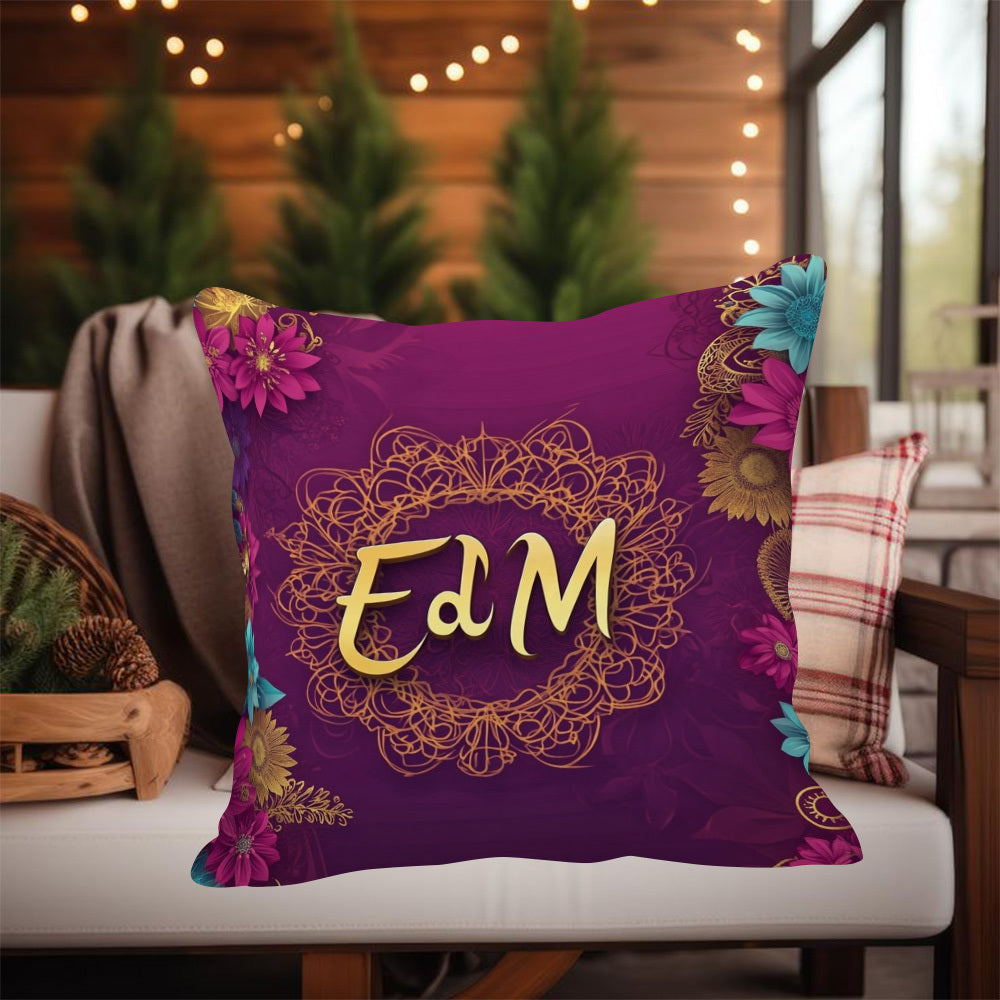 Eid Mubarak Ramadan Square Pillow Cover 45.72cm Plush Fabric Sofa Bedroom Outdoor